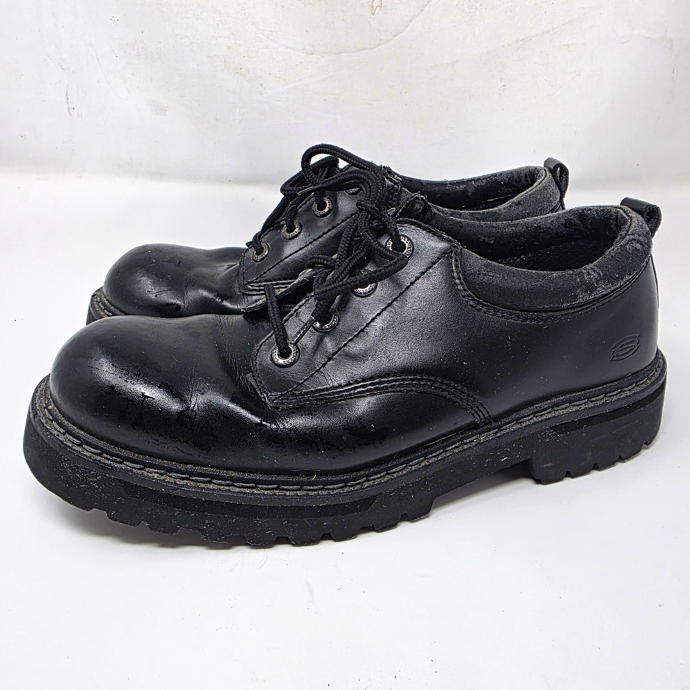 Skechers 60997 Men's Leather Lace-Up Casual Sneaker Shoes Black US 11